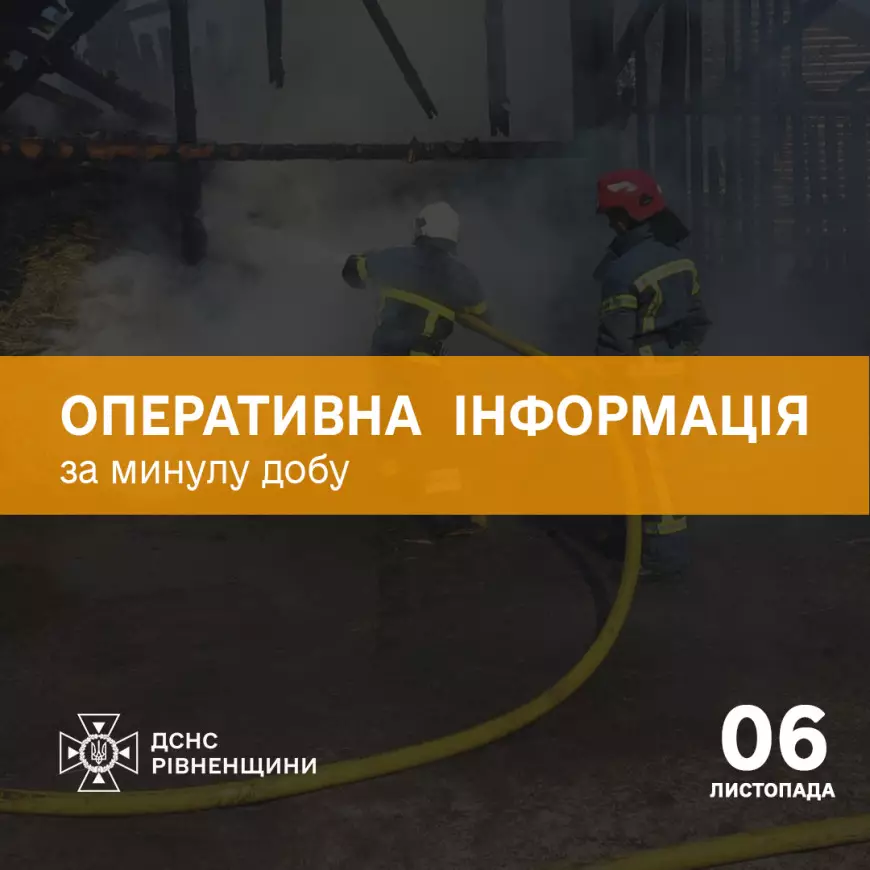 За минулу добу рятувальники Рівненщини ліквідували 2 пожежі та 5 разів надавали допомогу населенню